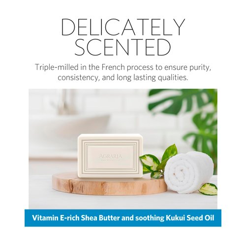 AGRARIA Luxury Bath Mediterranean Jasmine Soap, French Triple Milled Soap, Moisturizing Shea Butter & Kukui Oil Bar Soap for Men and Women, 8 oz