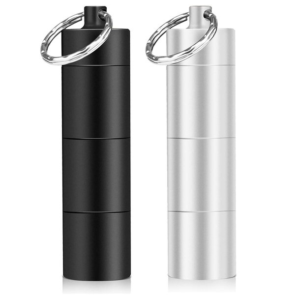 Opret Portable Pill Cases, 2 Pack Metal Pocket Pill Boxes Keychain for Purse for Travel, 3 Compartment Waterproof Daily Pill Container Holder for Men and Women