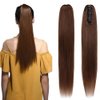 Rich Choices Claw Clip Ponytail Extension Human Hair Real Hair Ponytail Extension Balayage Medium Brown 14 Inch 105g One Piece Clip In Long Ponytail Hair Extensions Straight For Women #4
