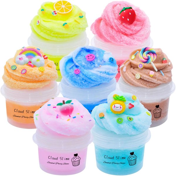 7Pack Cloud Slime Supplies Stress Relief Toy Scented DIY Putty Sludge Toy Gifts for Girls and Boys…