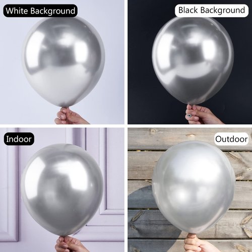 PartyWoo Metallic Silver Balloons, 50 pcs 12 Inch Silver Metallic Balloons, Silver Balloons for Balloon Garland or Arch as Wedding Decorations, Birthday Decorations, Party Decorations, Silver-G102