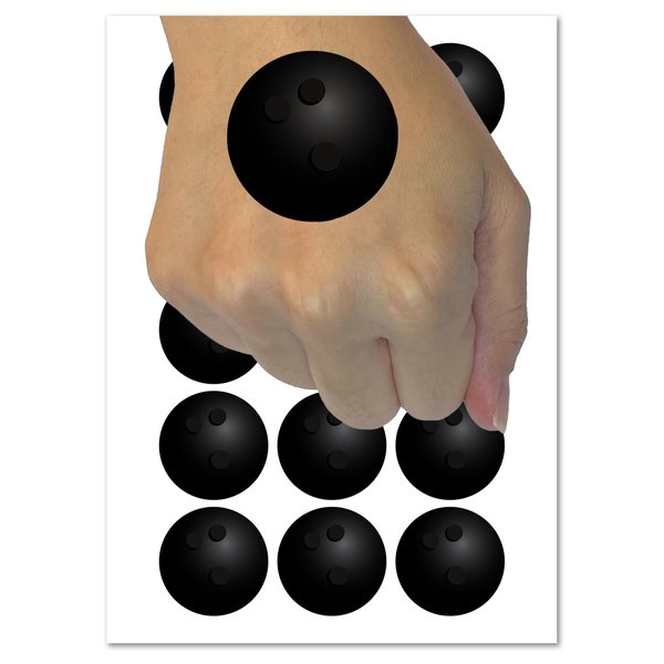 Bowling Ball Temporary Tattoo Water Resistant Fake Body Art Set Collection - 15 2" Tattoos (1 Sheet)