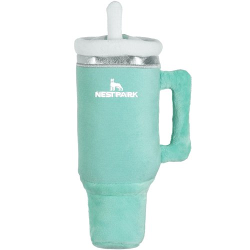Nestpark Tumbler Cup Funny Dog Toy - Parody Plush Squeaky Crinkle Dog Toy (Mint Green)