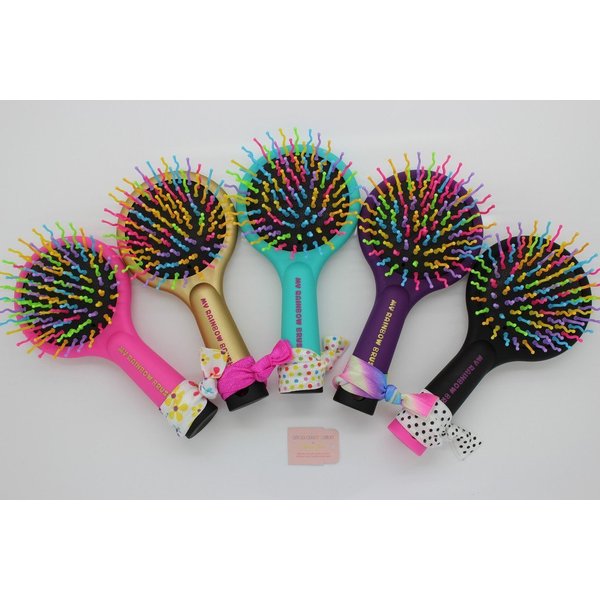 My Rainbow Hair Brush with Hair Tie. (PINK)