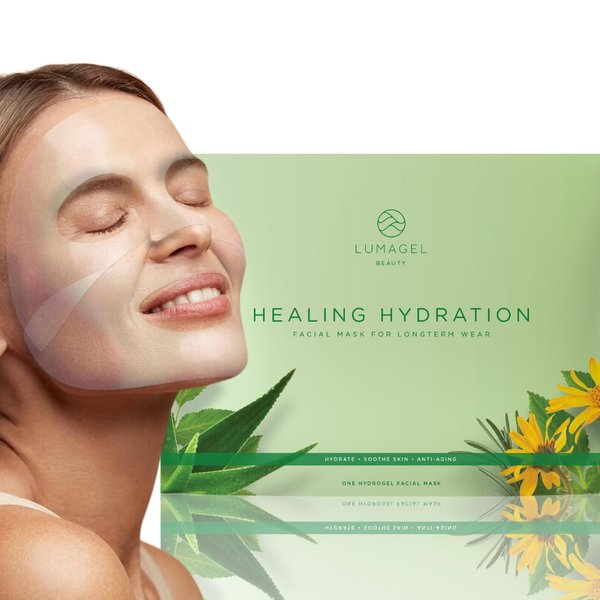 Lumagel Beauty - Ultra Hydrating Hydrogel Sheet Mask with Arnica, Aloe & Hyaluronic Acid, Cools & Soothes Skin, Redness Relief for Face, Paraben Free