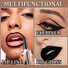 DuoZeng Black Matte Liquid Lipstick,2 Pcs Lip Liner and Lipstick Set,Black Lip Stain Gloss Long Lasting Waterproof Lipgloss High Pigmented Smudge Proof Matte Lipstick Black Lip Liner Lip Makeup Set