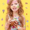 Konsait Glitter Ice Cream Tattoos for Kids, Lollies, Donut Cake Kids Tattoos Temporary for Girls Donut Birthday Party Decorations Two Sweet Birthday Party Supplies Donut Party Favors 99 Pcs