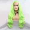 Sylvia Neon Wig Fluorescent Green Natural Wave Synthetic Lace Front Wigs 180% Density Side Parting Wigs Heat Resistant Fiber Hair Wig Cosplay Daily for Woman…