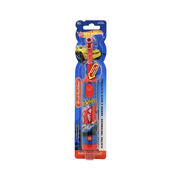 Brush Buddies Hot Wheels Electric Toothbrush, Kids Electric Toothbrushes, Battery Toothbrush, Toddler Electric Toothbrush for Kids 4-7