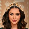 Brishow Gold Flower Wedding Crown Greek Queen Headpiece Festival Bridal Tiara Hair Accessories for Women