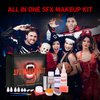 VANERIA Halloween Vampire Makeup Kit,Sfx Makeup,Liquid Latex+Scar Wax+Fake Blood Capsules+Vampire Fangs+Scar Oil+Painting Brushe+Spatula+Stipple Sponge,Special Effects Makeup Kit Professional