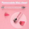 Jutqut 2Pcs Rhinestone Picker Tool, Acrylic Handle Rhinestones Applicator Dual-Ended DIY Nail Art Tool with 2 Extra Wax Tips, Wax Tip Pencil DIY Nail Dotting Pen (Pink White)