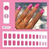 Hot Pink Press on Nails Medium Square Fake Shiny Nail False Nails Full Cover Acrylic Artificial Nails with Designs Glitter Glossy Glue on Nails Press ones Stick on Nails for Women Nail Manicure 24Pcs