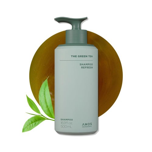 AMOS PROFESSIONAL The Green Tea Shampoo Refresh for Thinning Hair, Korean Shampoo for Oily Scalp l Deelp Cleans, Strengthening Hair, All Hair Types, 16.9 fl.oz