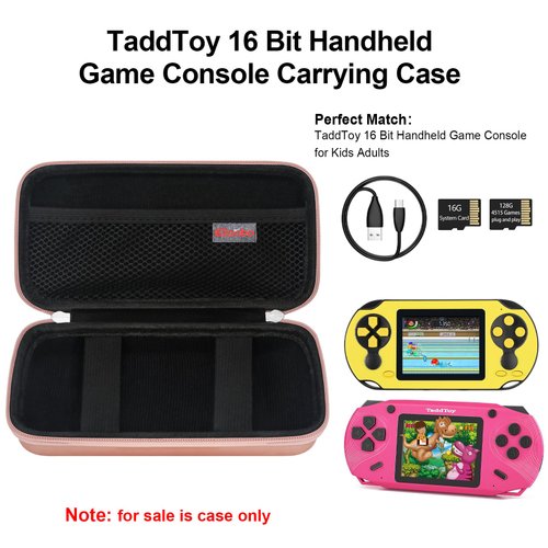 Elonbo Carrying Case Compatible with TaddToy 16 Bit Handheld Game Console for Kids Adults, Classic Retro Video Games Travel Storage Cover Bag, Portable Electronic Game Player Holder, Rose Gold