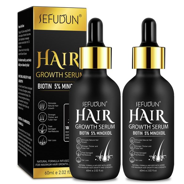 2Pack 5% Minoxidil for Men & Women, Minoxidil for Women Hair Growth, Minoxidil for Men Beard, Natural Hair Regrowth Treatment for Hair Loss Hair Thinning, Thicker Fuller Healthier Hair