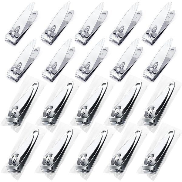 AVERZELLA Nail Clippers Set 20 Pack for Men Women Adult, Individually Wrapped Small Toenail Finger Nail Clippers in Bulk Flat Edge, Manicure Pedicure Set Toe Nail Clippers for Travel Homeless Care