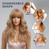Esmee Strawberry Blonde Long Wavy Wig with Bangs for Women Natural Synthetic Hair Heat Resistant Wigs for Daily Party Cosplay Wear 22 Inches