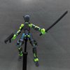 (Assembly Completed) 3D Printed T13 Action Figure, Dummy 13 Collectible Action Figure Articulated, for Collectors Desktop Decorations,muñeco de acción (Black Green)