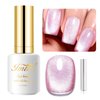 Imtiti Hot pink Champagne pink Color Gel Nail Polish,0.5fl oz Holographic 9D Cat eyes Glitter Magnetic Gel Polish UV Gel Nail Polish with Magnetic Stick for Nail Salon