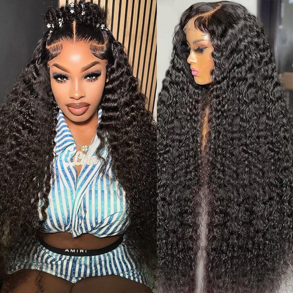28 Inch Deep Wave Lace Front Wigs Human Hair Pre Plucked 200 Density Curly Human Hair Wig HD Frontal Wigs Human Hair 13x6 Wet And Wavy Lace Front Wigs Human Hair Glueless Wigs Human Hair Black