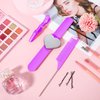 7 Pieces Hair Braiding Tools 1 Piece Magnetic Pin Wristband and 2 Pieces Stainless Steel Pintail Rat Tail Comb with 4 Pieces Wide Teeth Alligator Sectioning Hair Clip for Hair Braid Maker (Purple)