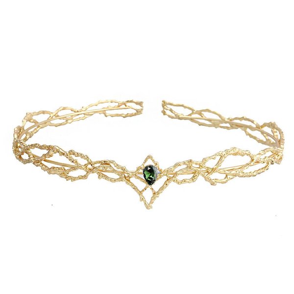 Crown Crystals Tiaras Hair Band Bridal Crowns Princess King Headband For Prom Party Wedding Christmas Cosplay (Gold Green)