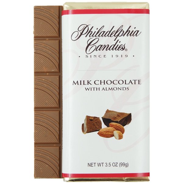 Philadelphia Candies Milk Chocolate with Almonds Bar, 3.5-Ounce Packages (Pack of 2)