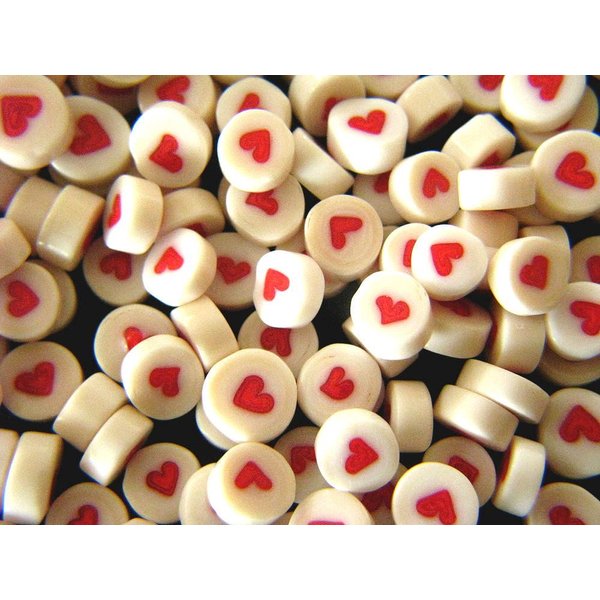 Devardi Glass COE 90 Millefiori Hi-Def Premium Fire-Polished 2oz White Hearts, Fusing, Mosaic