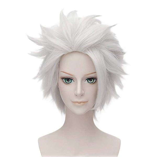 morvally Ursula Wig Silver Grey Anime Short Layered Cosplay Costume Halloween Wig for Adult