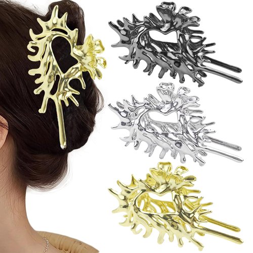 3 PACK Metal Hair Claw Clips for Women for Thick Hair Gothic Black Conch Shaped Design Hair Clips French Hair Barrettes Accessories Non-slip Hair Clamp