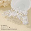 Latious Flower Bride Wedding Hair Comb Silver Bridal Leaf Hair Piece Crystal Hair Clip Prom Hair Accessories for Women and Girls