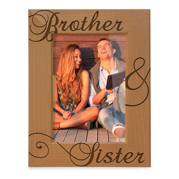 KATE POSH - Brother & Sister Engraved Natural Wood Picture Frame, Siblings Gifts, Wedding Gifts, Little Sister, Little Brother, Big Sister, Big Brother (5x7-Vertical)