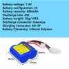 Fytoo 3PCS 7.4V 600mah Lithium Battery with Mini Odamiya Connector 1 Pallet 3 Charging Cable for UDI001 UDI008 UDI020 Charging High-Speed Water-Cooled RC Boat Spare Parts