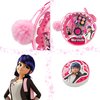Miraculous Ladybug, 10-in-1 Marinette Kids Makeup Set with Nail Polish, Lipstick, Pressed Powder Palette, Lip Gloss, Hair Chalk, Make-up Sponge, Compressed Towel, Sticker and Pom-pom (Wyncor)