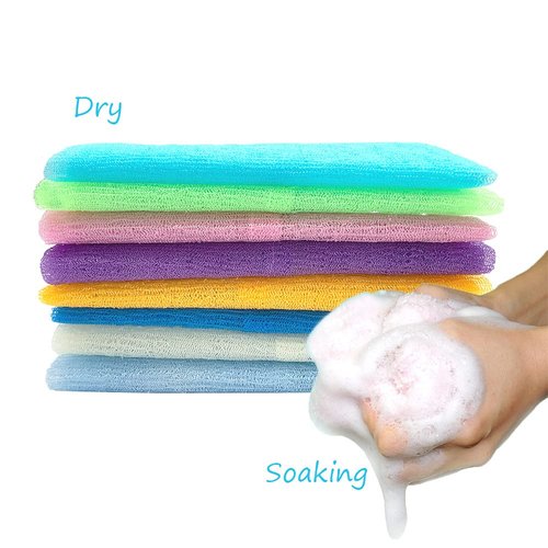 8 Pcs 35 Inch Exfoliating Bath Cloth,Beauty Skin Bath Wash Towel,Nylon Shower Washcloth Body Scrubber Loofah for Women and Men