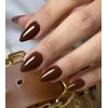 Morily Press on Nails Almond, Dark Brown Short Fake Nails with Designs Reusable Acrylic False Nails Glossy Full Cover Stick on Nails for Women