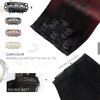 Moresoo Burgundy Hair Extensions Real Human Hair Clip ins Ombre Clip in Hair Extensions Human Hair Balayage Black to Red Wine Double Weft Clip in Human Hair Extensions 7pcs/120g 20inch