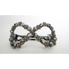 Dark gray bow shaped crystal hair barrette clip for thicker hair