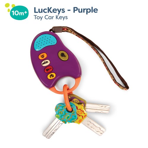 B. toys – Toy Car Keys – Key Fob with Lights & Sounds – Interactive Baby Toy – Pretend Keys for Babies, Toddlers – 10 Months + – FunKeys – Purple