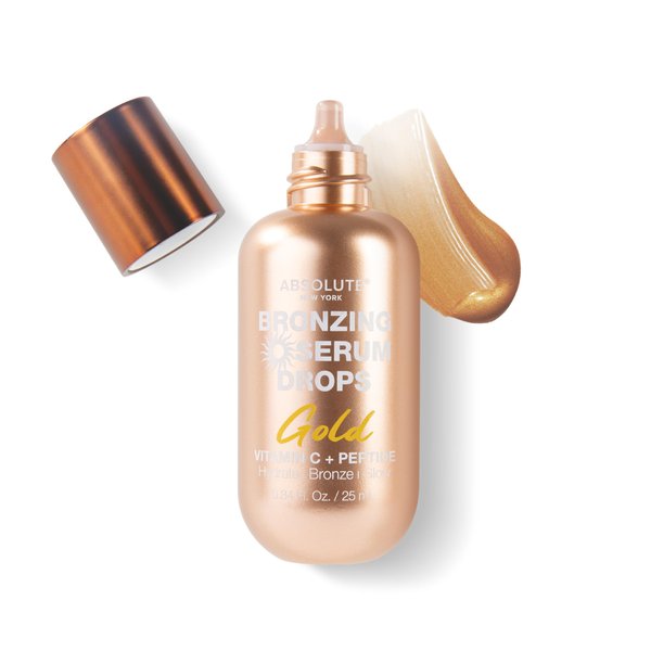 Absolute New York Bronzing Serum Drops with Vitamin C and Peptide; Radiant Hydration Delivers Natural Look (MFBS01 Gold)