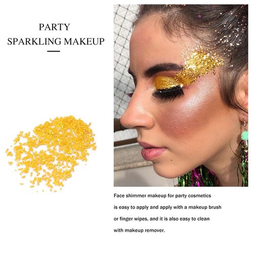 Kilshye Giltter Eye Shadow Metallic High Pigment Eyeshadow Shimmer Shadows Cosplay Party Eyes Makeup for Women and Girls Pack of 1 (Gold 6)