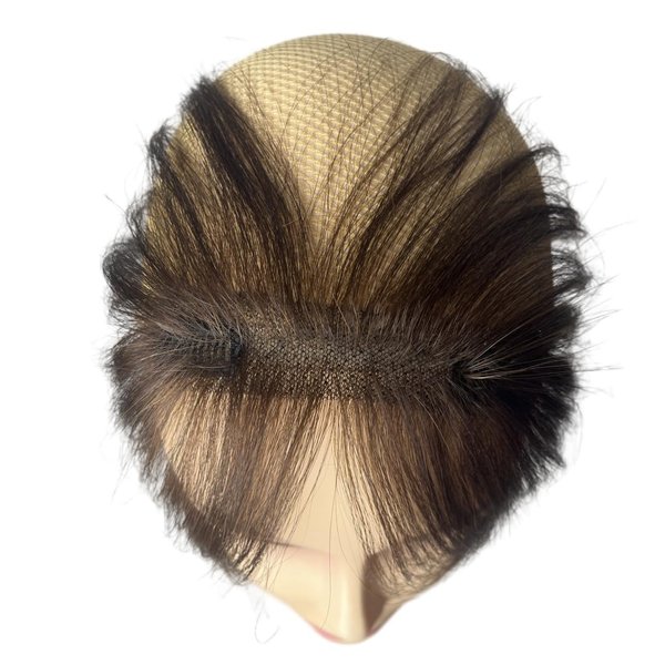 Clip In Baby Hair Air Bang Natural Human Hair Side Bangs Invisible Edge Replacement Fringe Forehead Hairline For Women Glueless Hair Extensions (Dark Brown)