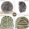 GNIMEGIL Short Grey Elderly Wigs Curly Wigs for White Women Gray Pixie Cut Wig with Bangs Layered Synthetic Natural Hairstyles Old Lady Costume Senior Ladies Wig