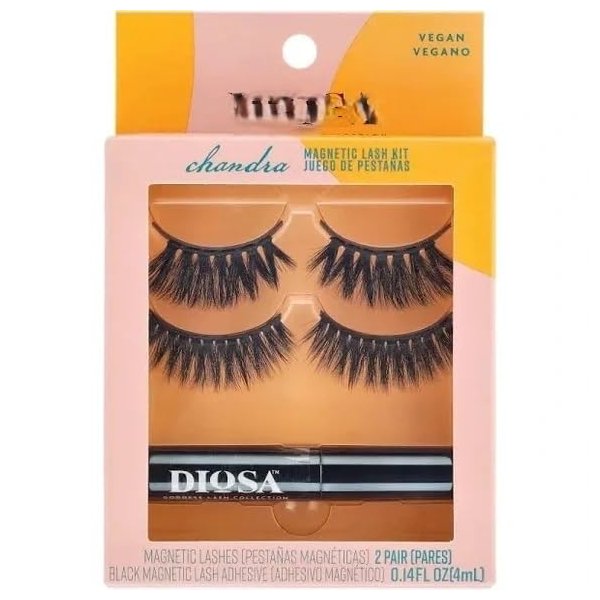 Magnetic Eyelash Kit, 2 Pairs with Adhesive, Vegan, Black
