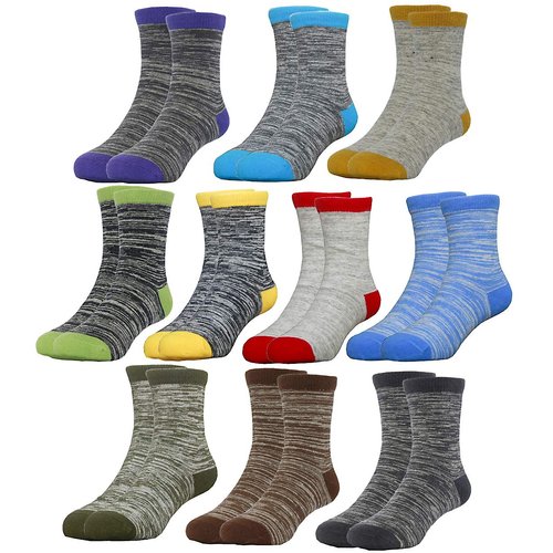 Hzcojulo Kids Toddler Unisex Soft Cotton Ankle Crew Socks for Boys Girls Size Age 1-15 Year -10 Pairs,Assorted color,L/Shoe size 13-3.5/7-10Years
