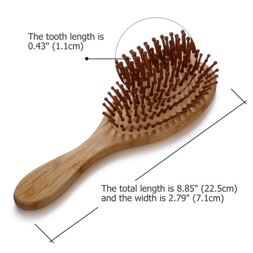 JewelryWe Oval Anti-Static Natural Bamboo Long Handle Hair Comb Air Cushion Health Hair Care Massage Brush