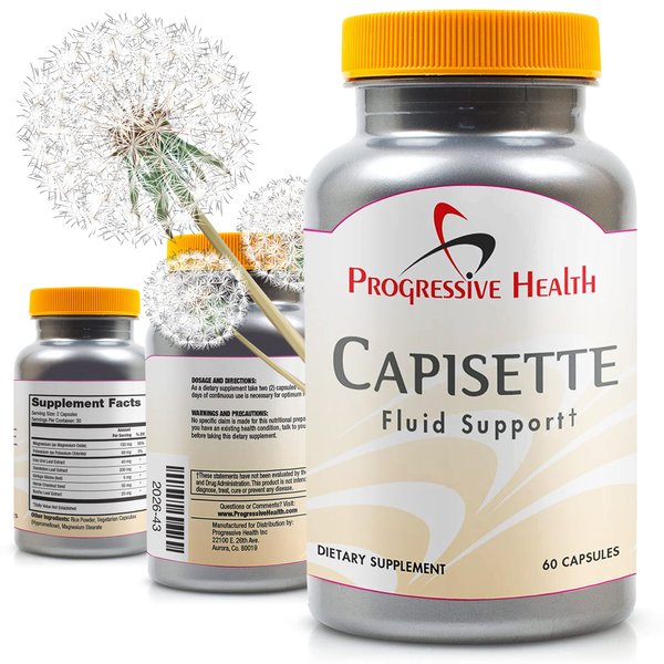 Capisette Water Retention Support - Reduces Swollen Feet, Ankles, and Legs - Reduce Swelling & Fluid Retention from Edema. Includes: Potassium, Dandelion Root, & More- Dietary Supplement (60 capsules)