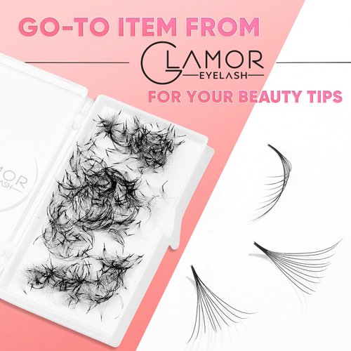 GLAMOREYELASH 500 Promade Volume Fans Loose Eyelash Extension, Handmade Individual Lashes Loose Fan 3D-16D, 0.03/0.05/0.07mm Thickness, C CC D Curl for Mink Lashes, 8-16mm Length (4D-0.07-CC, 15mm)