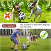 QDAN Dog Toys Soccer Ball with Straps, Interactive Dog Toys for Tug of War, Puppy Birthday Gifts, Dog Tug Toy, Dog Water Toy, Durable Dog Balls World Cup for Small & Medium Dogs（6 Inch）